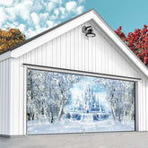 Aperturee - Aperturee Snowy Forest Ice Fairy Castle Garage Door Banner